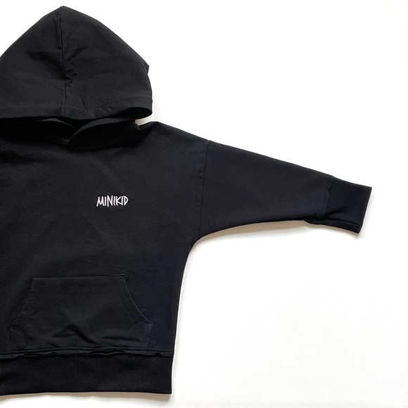 NWT Minikid Hooded Pullover Sweatshirt in Black 5-6 - Picture 6 of 13